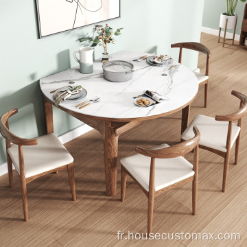 Table à manger extensible ronde en bois pliable Rock Tabletop